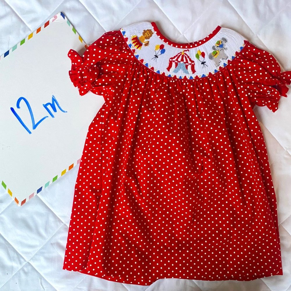 12 M Girls Smocked Circus Dress